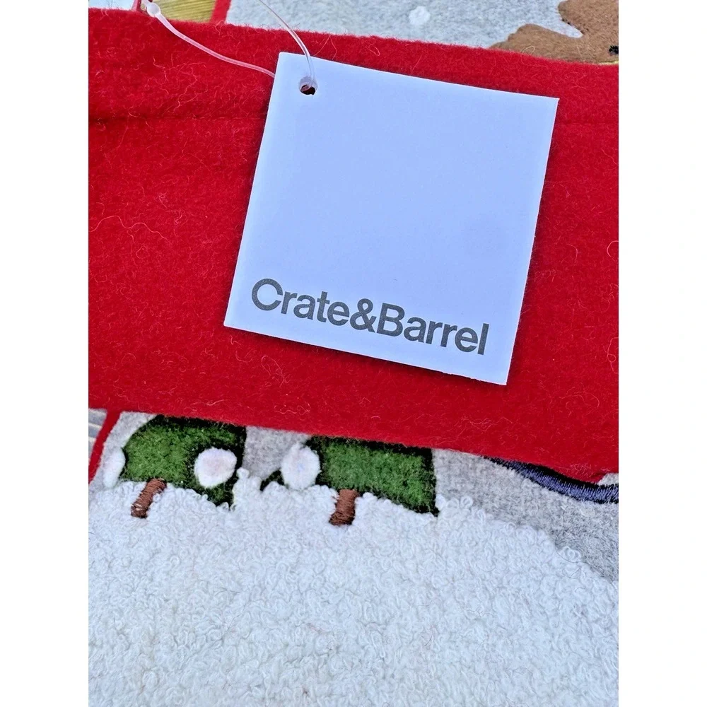 Crate & Barrel Joan Anderson Skating Reindeer Christmas Pillow Cover Set NWT